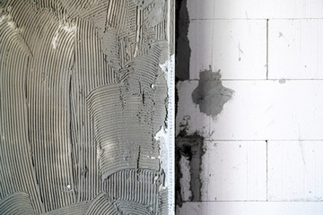 Picture of the internal construction process of the building . Steps for creating a concrete wall...