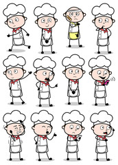 Set of Various Cartoon Chef Poses - Different Concepts Vector illustrations