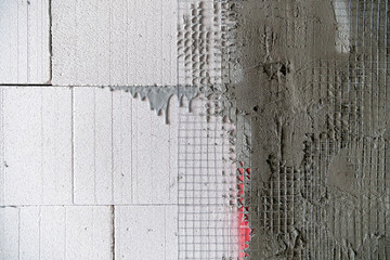 Picture of the internal construction process of the building . Steps for creating an interior wall...