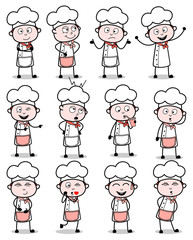 Cartoon Chef Poses Collection - Set of Concepts Vector illustrations