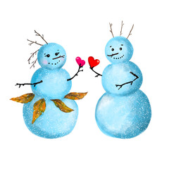 Digital composition of fallen snowman for Valentine's day