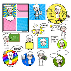 Comic Cartoon Chef Characters - Set of Concepts Vector illustrations