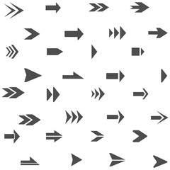 Arrows pointers, direction of movement. Signs of emergency exits, a large set. Vector illustration of pointers.