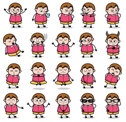 Poses of Young Fat Boy Character - Set of Concepts Vector illustrations