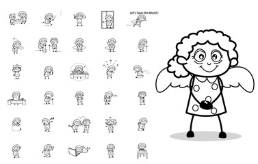 Different Concepts of Old Granny - Retro Vector illustrations