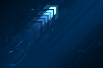 Up arrow speed abstract blue background, communication data transfer technology concept.