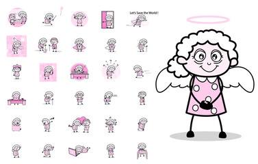 Many Comic Old Granny - Set of Concepts Vector illustrations