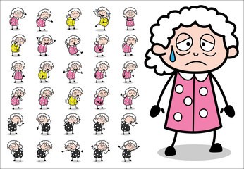 Cartoon Funny Old Granny Character - Set of Concepts Vector illustrations