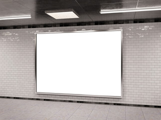 Horizontal underground billboard frame Mockup 3D rendering - obrazy, fototapety, plakaty