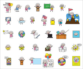 Old Granny Character Concepts - Various Concepts Vector illustrations