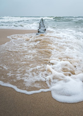 Beach on the Baltic Sea in cloudy weather without people