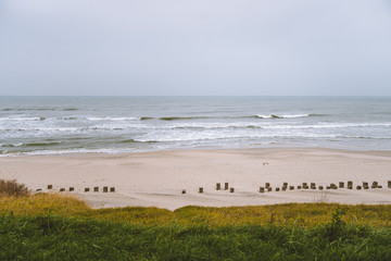 Beach on the Baltic Sea in cloudy weather without people