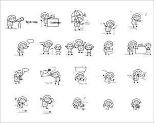 Various Retro Old Grandmother Character - Set of Concepts Vector illustrations