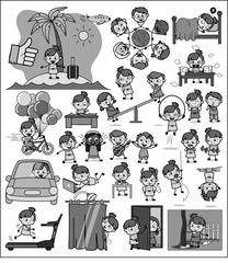 Retro Cartoon Teen Girls - Collection of Concepts Vector illustrations