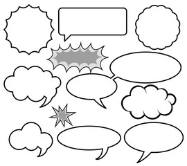 Set of Retro Comic Chat Bubbles - Collection of Vector Illustration