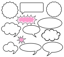 Various Shapes of Comic Speech Bubbles - Set of Vector illustrations