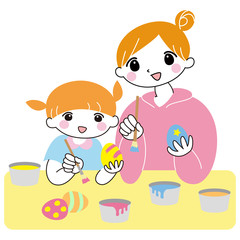 イースターエッグ　親子　手作り　工作　絵の具