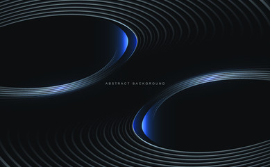 Black, white, waves Cover template, geometric shapes, modern banner