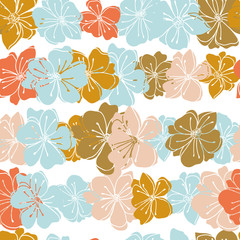 Anemone or windflower poppies flowers background. Floral vector seamless pattern with hand drawn elements in pastel colores.
