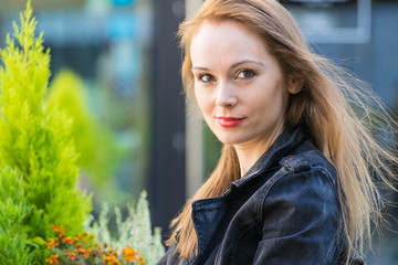 Long hair girl portrait outdoor