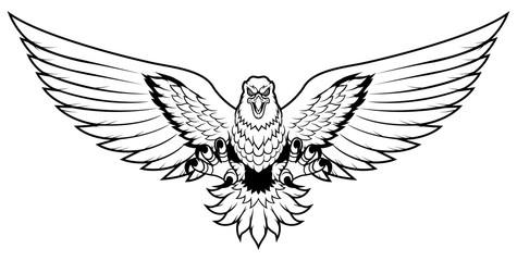 Eagle Attack Mascot Line Art