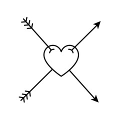 heart with arrows on white background