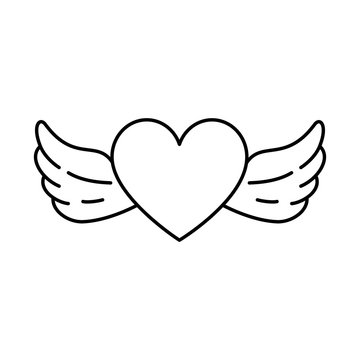 heart with wings on white background