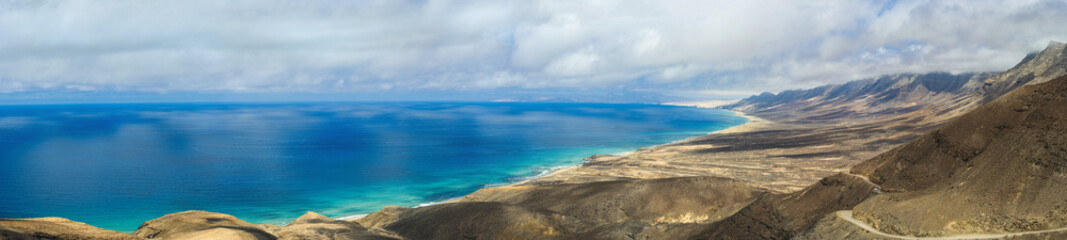 long empty beach by the sea from above- Fuerteventura