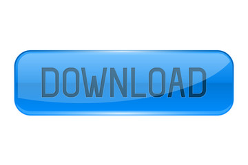Download button. Rectangle blue 3d icon