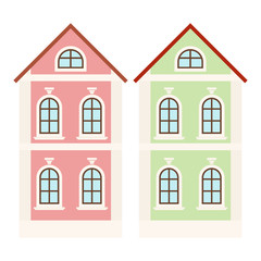 City houses. Small colored buildings