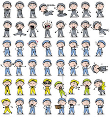 Cartoon Repairman Character Poses - Set of Concepts Vector illustrations