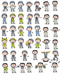 Comic Repairman Character Poses - Collection of Concepts Vector illustrations