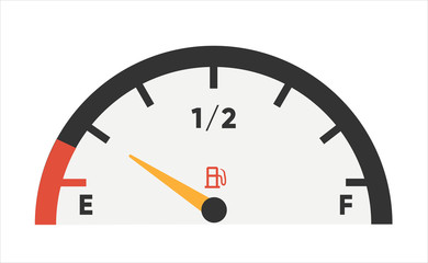 Fuel gauge icon. Gasoline indicator. Fuel indicator isolated on white. Clip-art illustration
