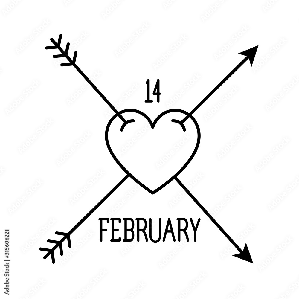 Poster heart with arrows on white background