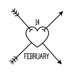 heart with arrows on white background