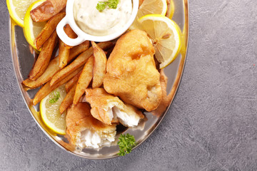 traditional fish and chips- tartar sauce