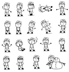 Carpenter Character Retro Poses - Different Concepts Vector illustrations