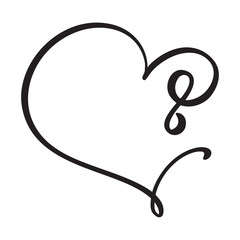 Vector Vintage floral monogram number eight 8. Calligraphy element logo Valentine flourish frame. Hand drawn heart sign for page decoration and design illustration. Love wedding card or invitation