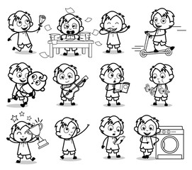 Comic Retro Office Guy Characters - Set of Concepts Vector illustrations