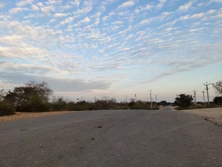 Village Evening Winter HD picture with sky shining