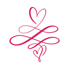 Heart love sign logo. Design flourish element for valentine card. Vector illustration. Infinity Romantic symbol wedding. Template for t shirt, card, poster
