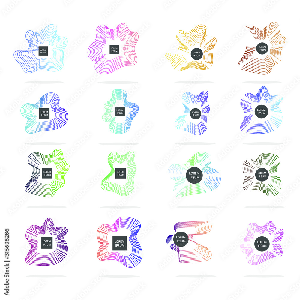 Poster set of modern abstract vector banners. multicolor flat geometric shapes. geometric gradient figures,