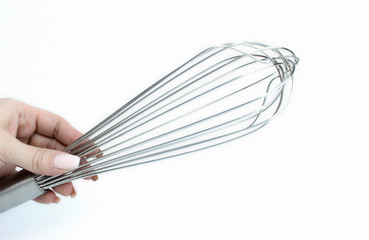 stainless balloon whisk isolated in white background