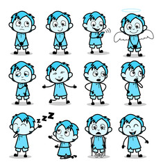 Retro Collection of Comic Office Guy - Set of Concepts Vector illustrations