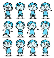 Collection of Vintage Office Guy Poses - Set of Concepts Vector illustrations