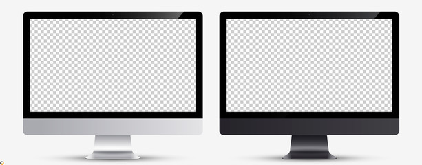 Device screen mockup. Monitor silver and black color with blank screen for you design. Vector EPS10	 - obrazy, fototapety, plakaty