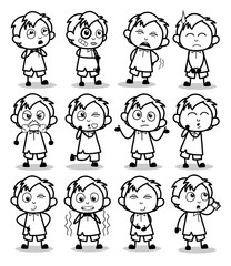 Black and White Retro Comic Office Guy - Set of Concepts Vector illustrations