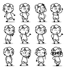 Black and White Cartoon Office Guy Poses - Set of Concepts Vector illustrations