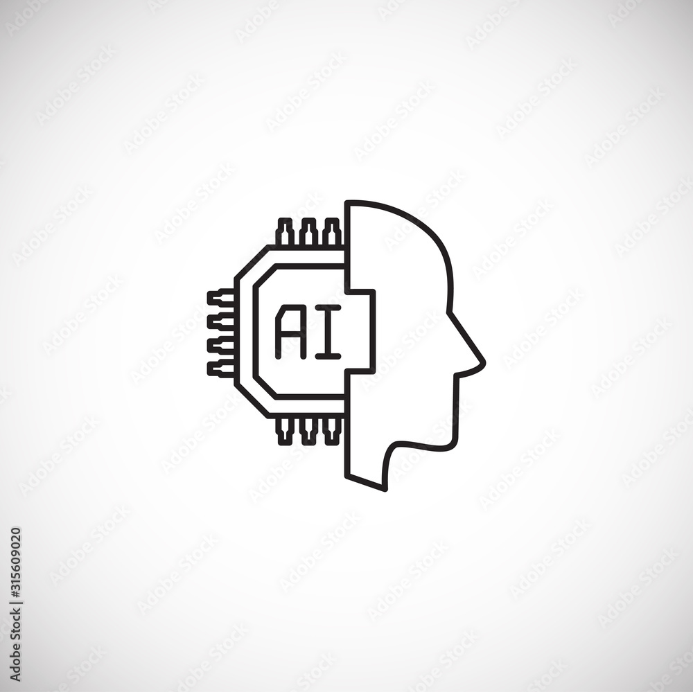 Poster ai related outline icon on background for graphic and web design. simple illustration. internet conc