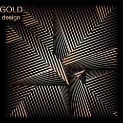 Abstract halftone lines gold background, geometric dynamic pattern, vector modern design texture.